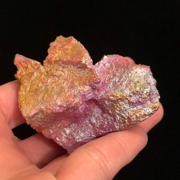 Iridescent Angel Aura Crystal Cluster - Purple & Yellow Quartz - Picture 6 of 8